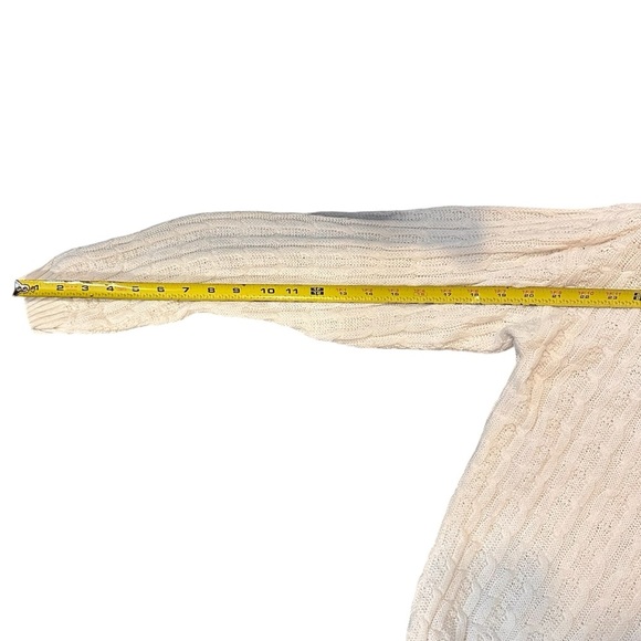 Vintage Maggie Lawerence Sport White Cotton Blend Cable Knit Sweater Size Small - Picture 12 of 12